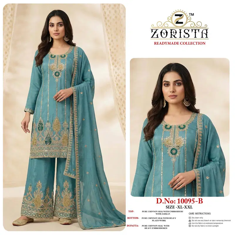 Zorista 10095 A To D Readymade Chinon Silk Pakistani Salwar Kameez