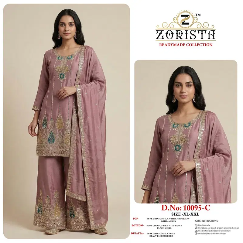 Zorista 10095 A To D Readymade Chinon Silk Pakistani Salwar Kameez