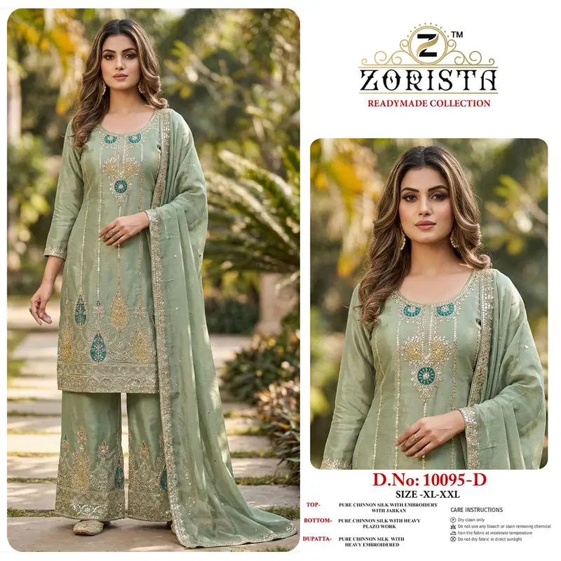Zorista 10095 A To D Readymade Chinon Silk Pakistani Salwar Kameez