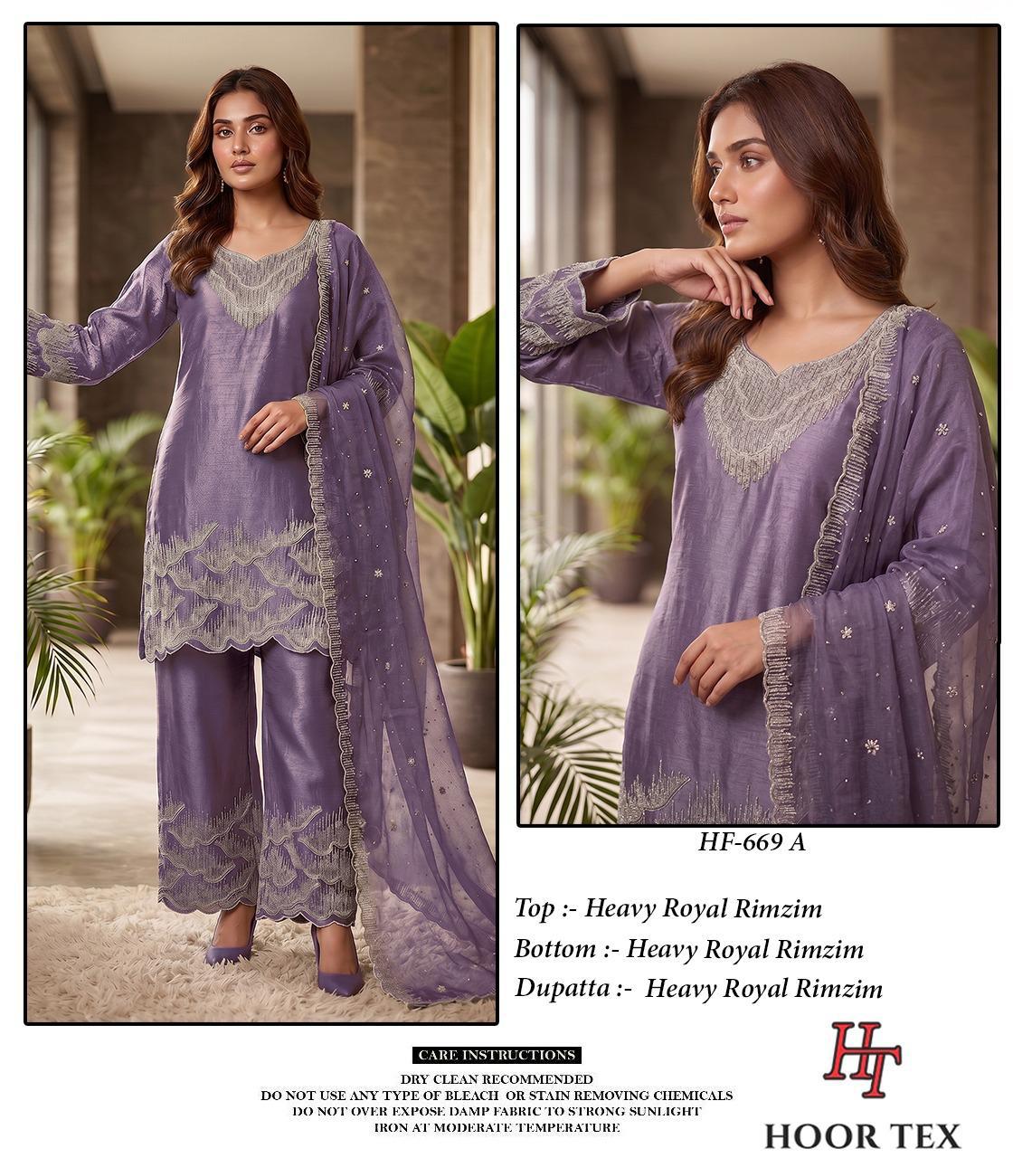 Hoor Tex 669 A To D Royal Rim Zim Embroidery Salwar Kameez