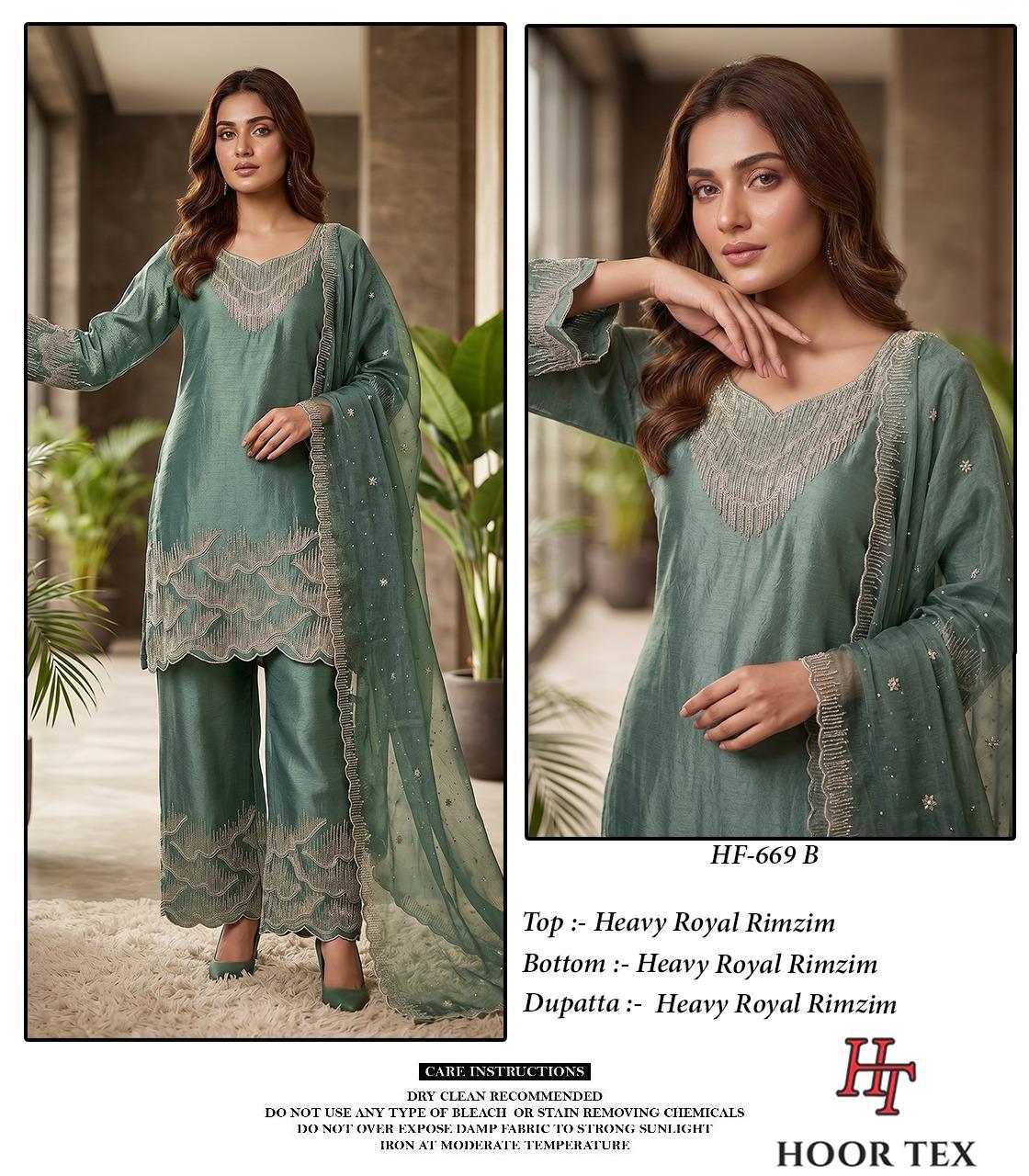 Hoor Tex 669 A To D Royal Rim Zim Embroidery Salwar Kameez