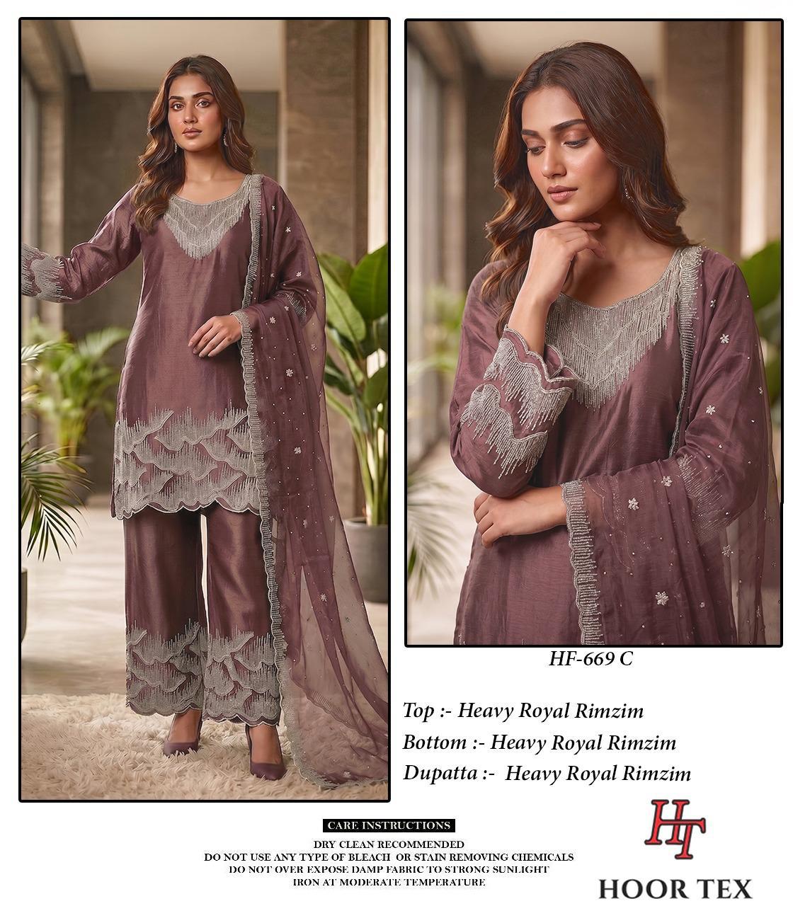 Hoor Tex 669 A To D Royal Rim Zim Embroidery Salwar Kameez