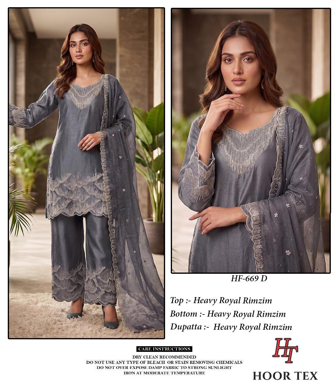 Hoor Tex 669 A To D Royal Rim Zim Embroidery Salwar Kameez