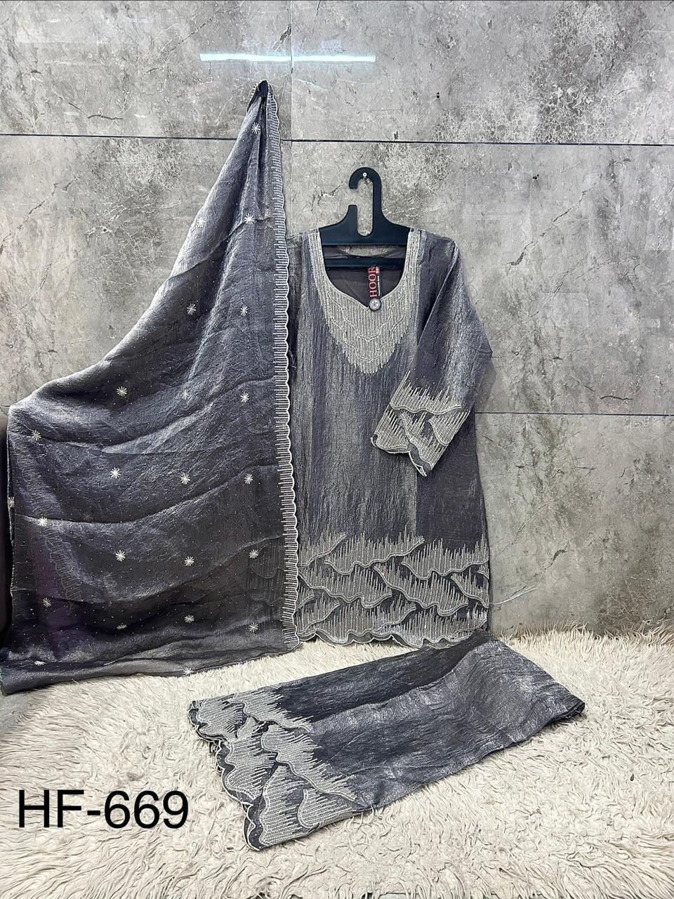 Hoor Tex 669 A To D Royal Rim Zim Embroidery Salwar Kameez