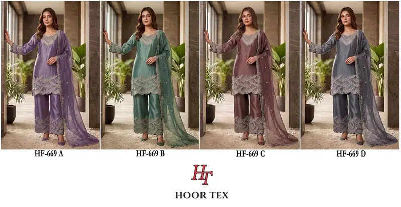 Hoor Tex 669 A To D Royal Rim Zim Embroidery Salwar Kameez
