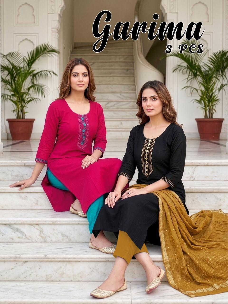 Dnp Garima Vartican Top Bottom And Dupatta Set