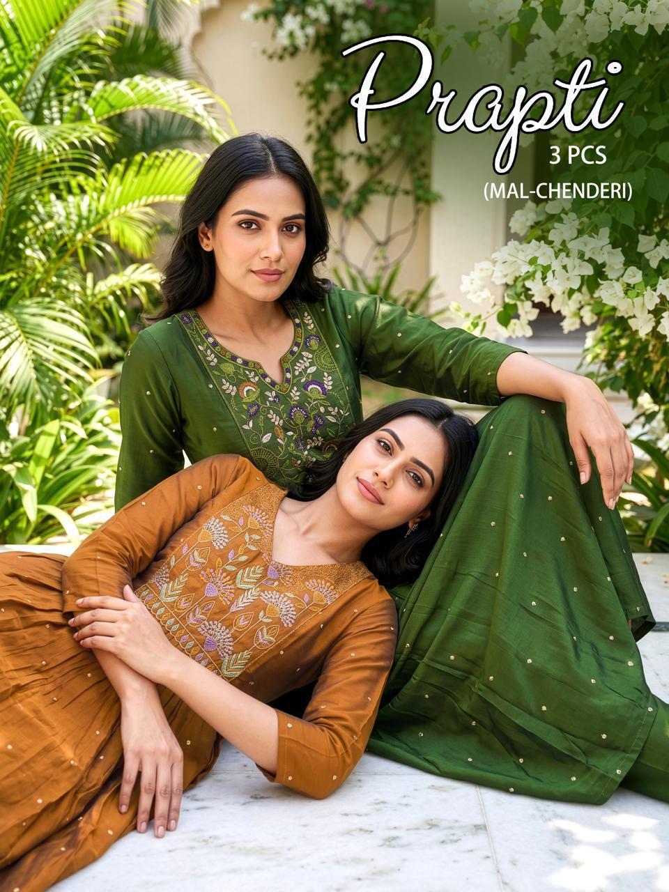 Dnp Prapti Mal Chanderi Top Bottom Dupatta Set