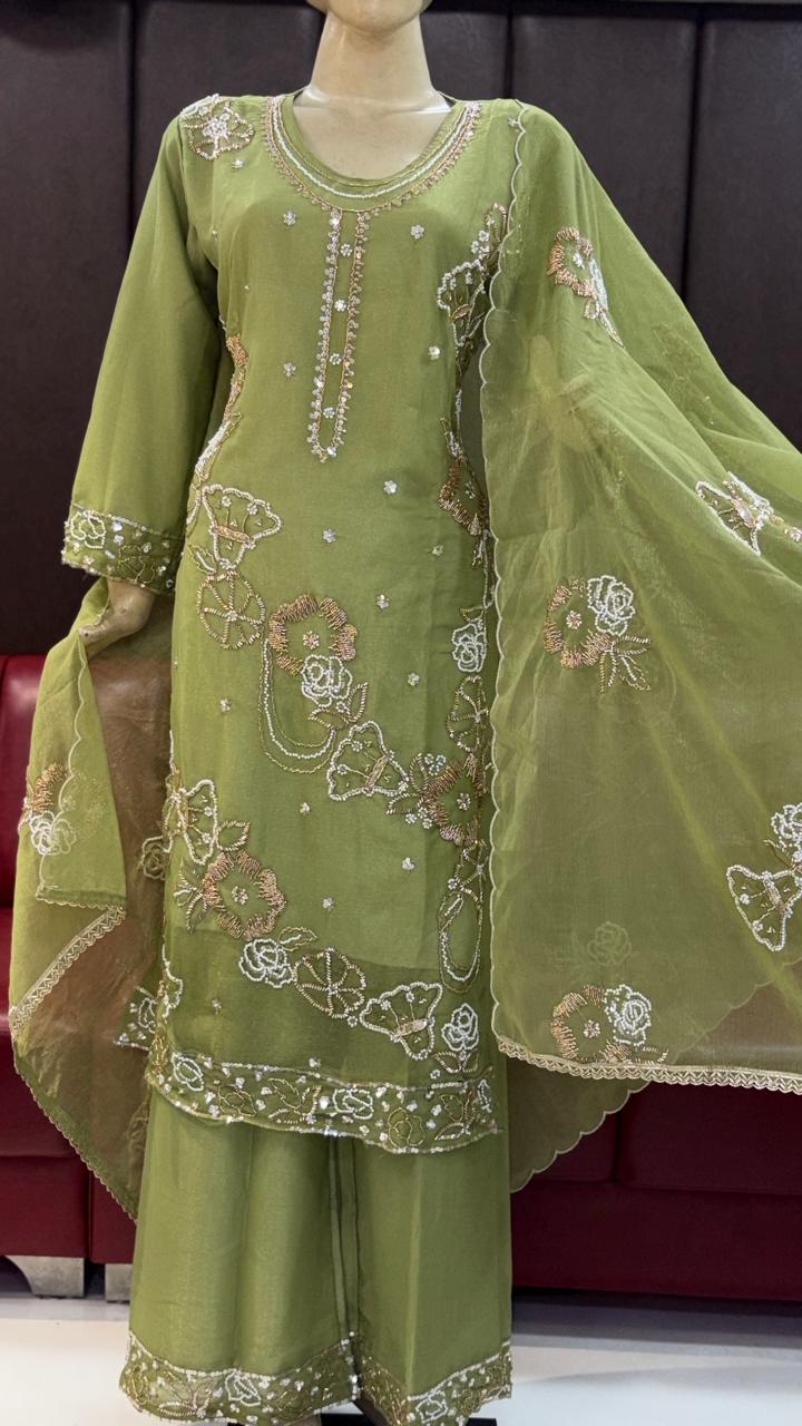 Sw 1967 Rose Gold Beads Embroidery Salwar Kameez