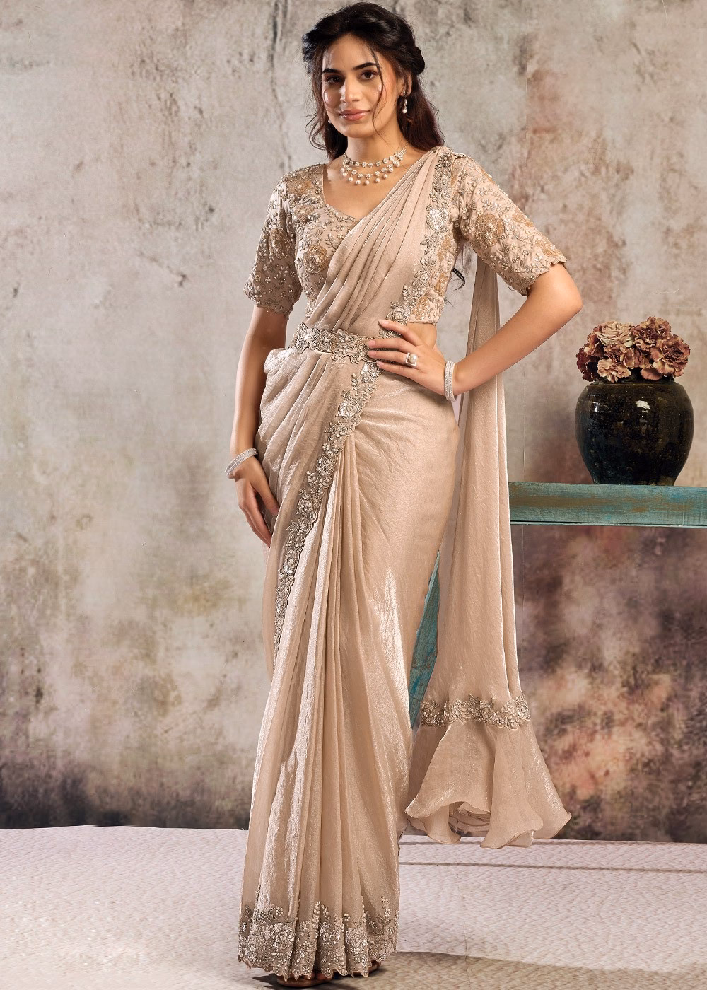 Mahotsav Mohmanthan Roina 26607 Selene Satin Ready To Wear Saree