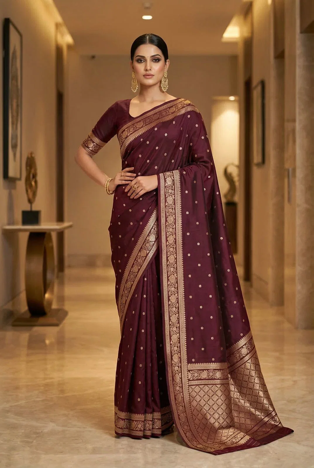 Mb 251 Banarasi Silk Zari Weaving Rich Pallu Saree Collection