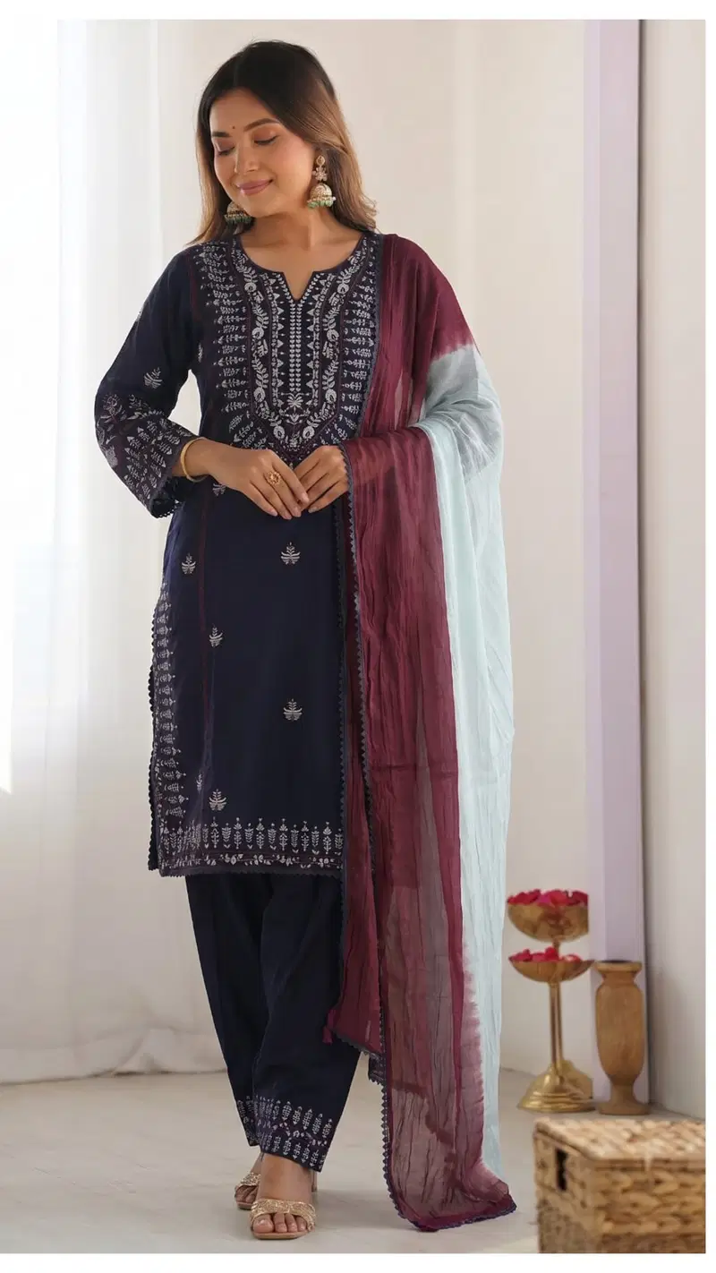 Khas 4528 A To C Readymade Rayon Cotton Embroidered Salwar Kameez