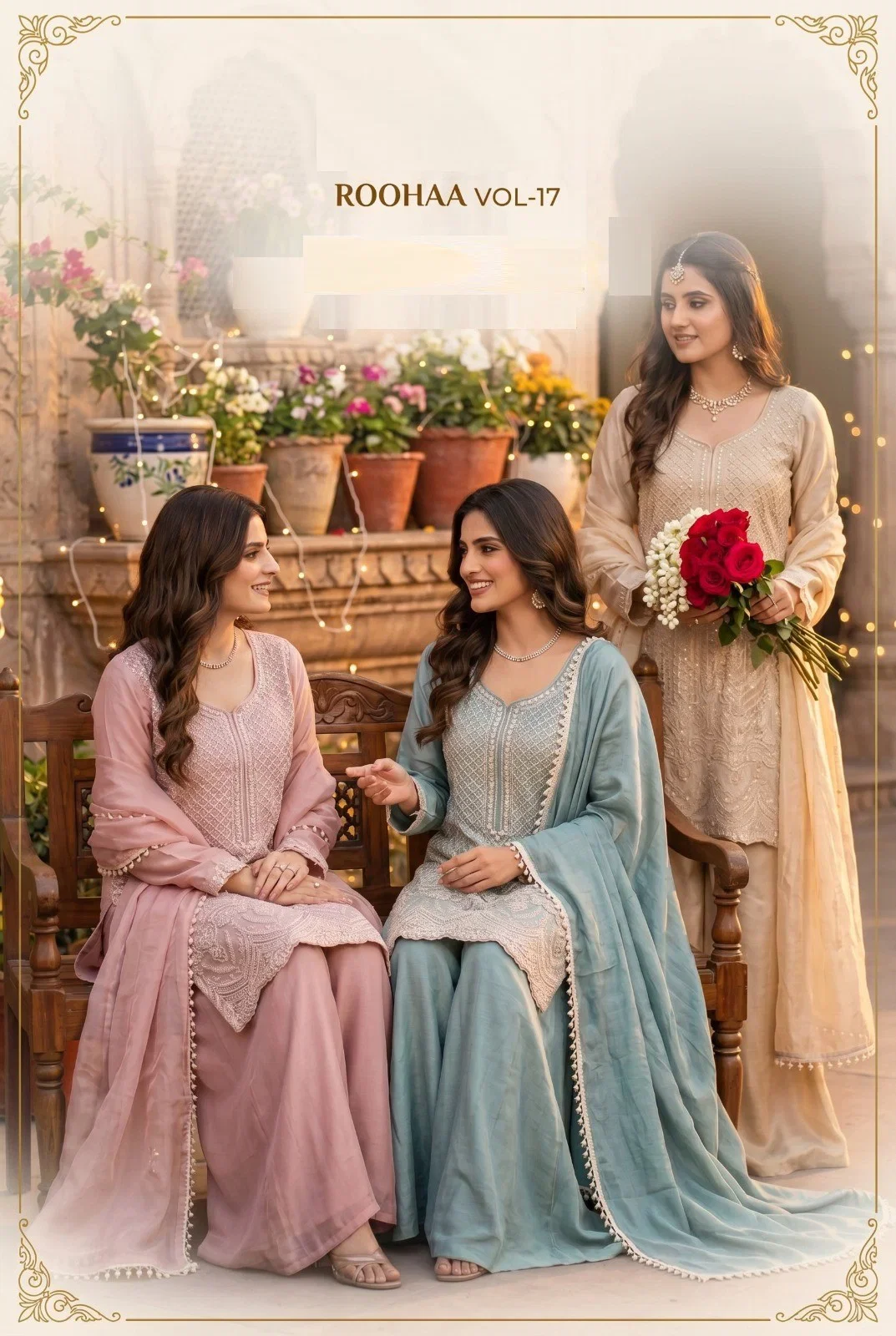 Roohaa Vol 17 Chinon Silk Beads Worked Salwar Kameez Collection