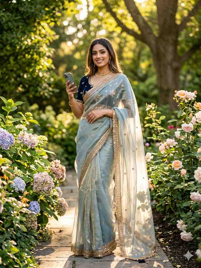 Kc 213 Space Silk Sequence Worked Saree Collection