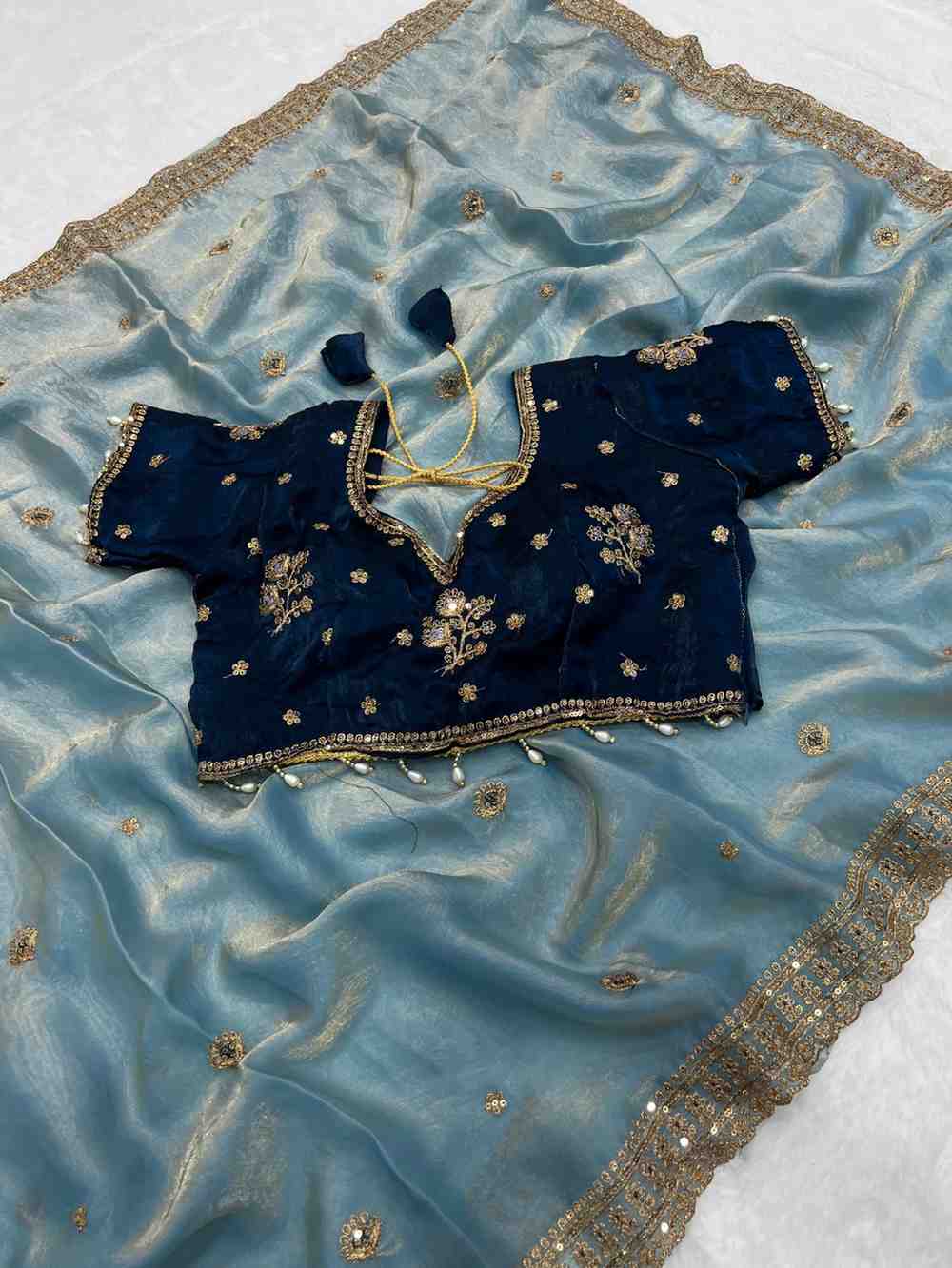 Kc 213 Space Silk Sequence Worked Saree Collection
