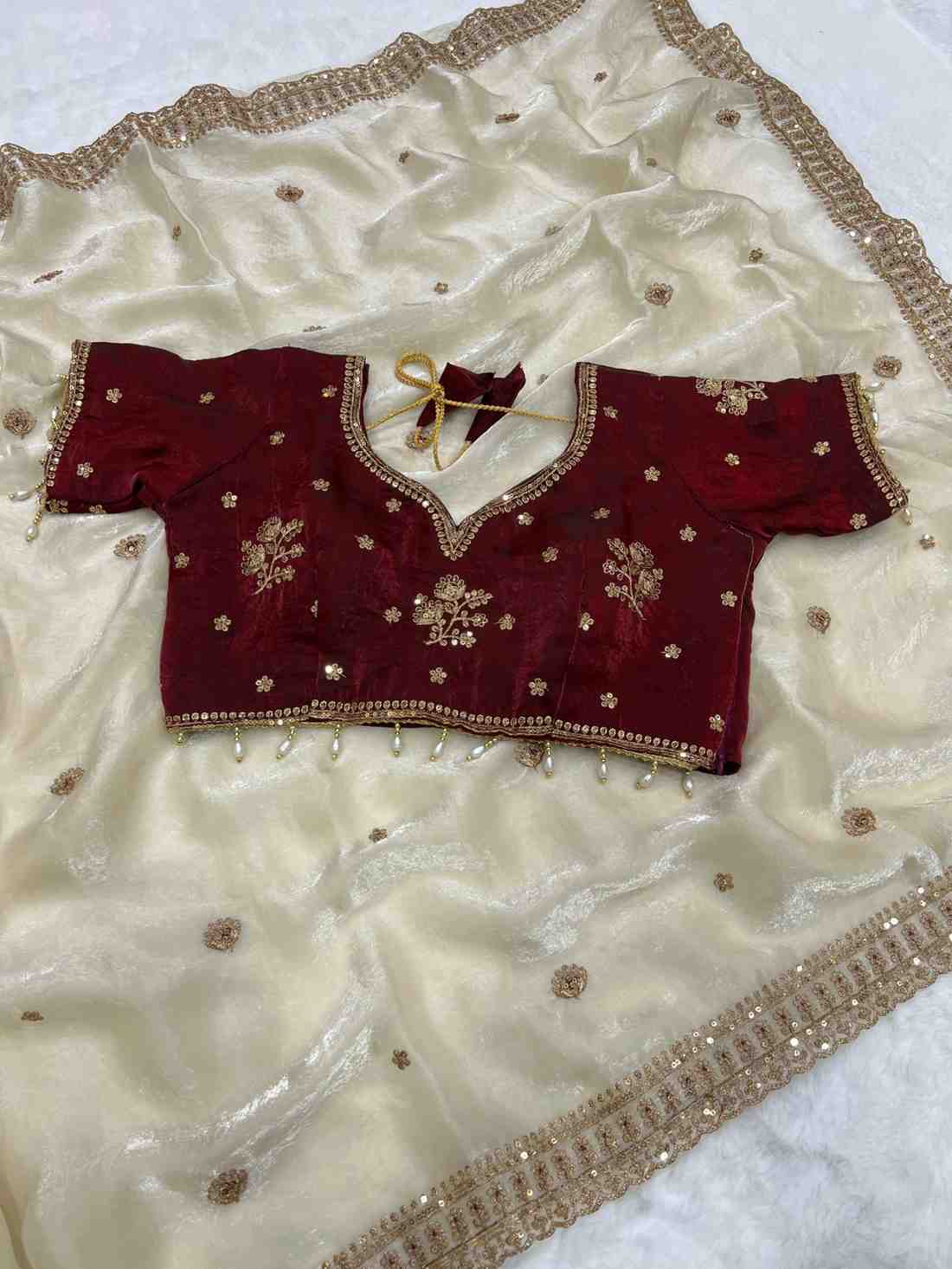 Kc 213 Space Silk Sequence Worked Saree Collection