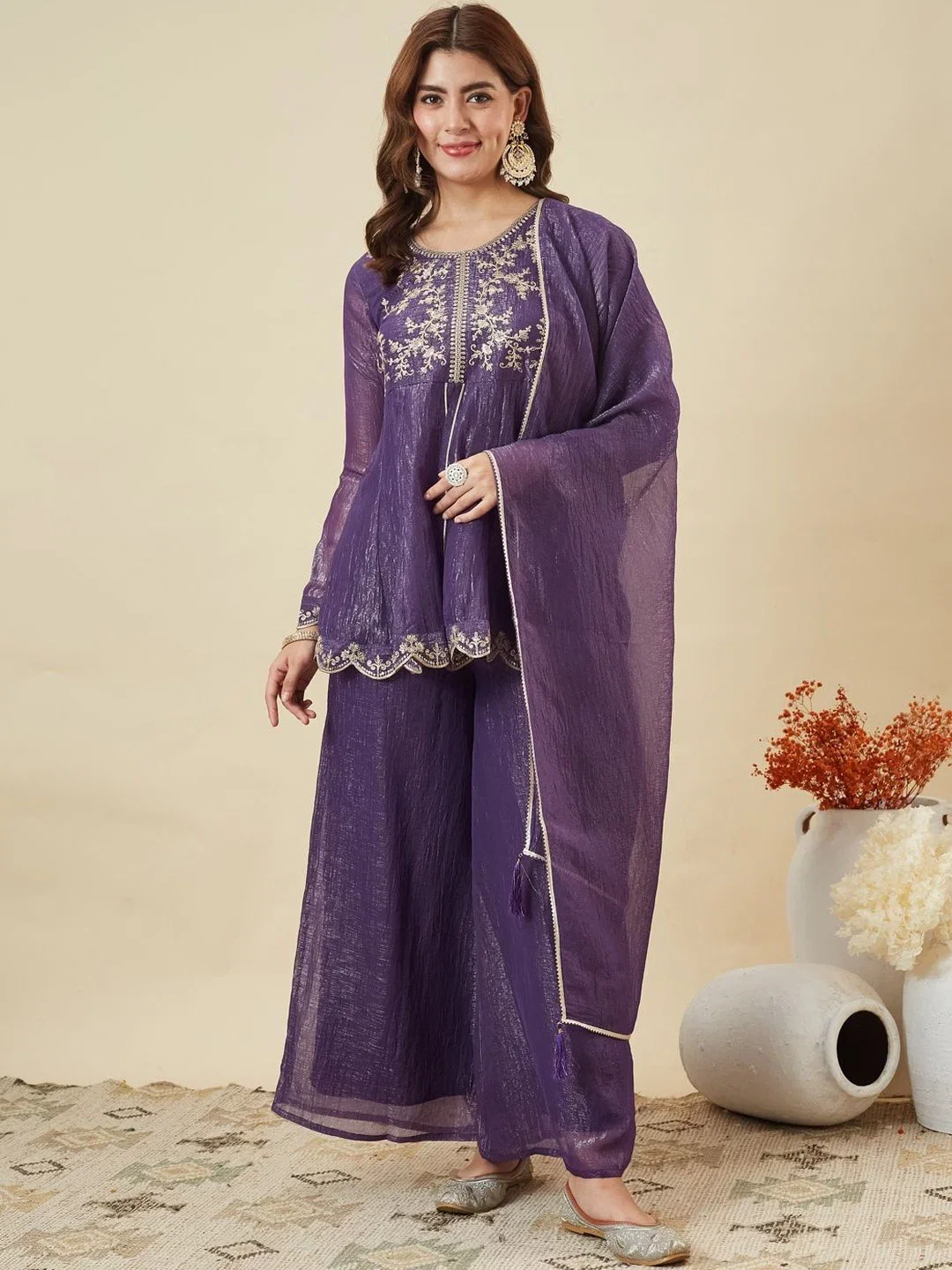 Dhudevanshi Vol 1 Crunchy Silk Embroidery Indo Western Collection