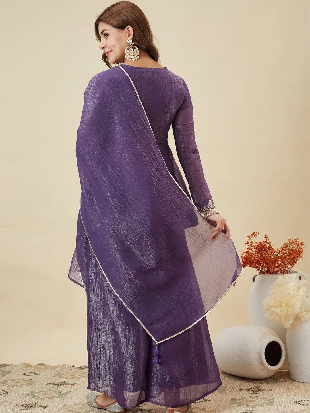 Dhudevanshi Vol 1 Crunchy Silk Embroidery Indo Western Collection