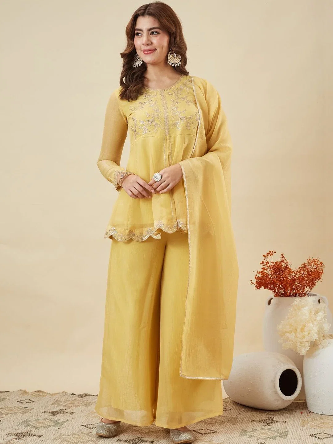 Dhudevanshi Vol 1 Crunchy Silk Embroidery Indo Western Collection