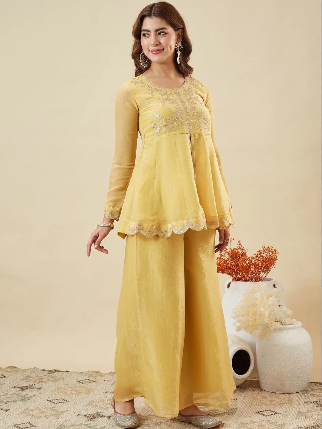 Dhudevanshi Vol 1 Crunchy Silk Embroidery Indo Western Collection