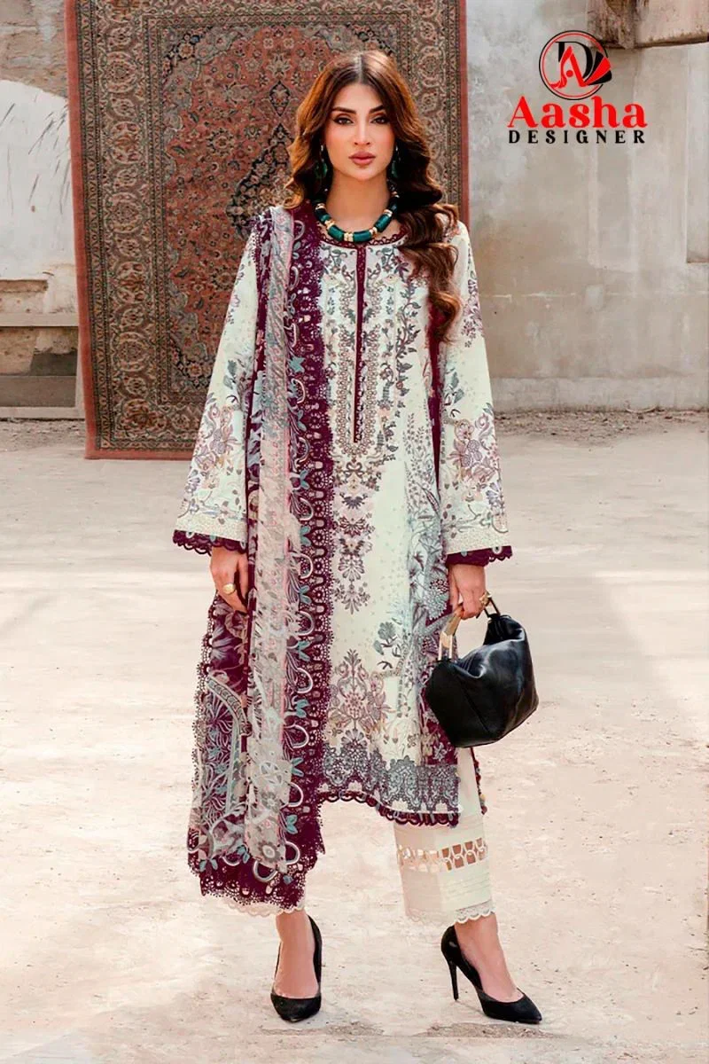 Aasha 1216 A And B Chiffon Dupatta Cotton Printed Salwar Kameez Collection