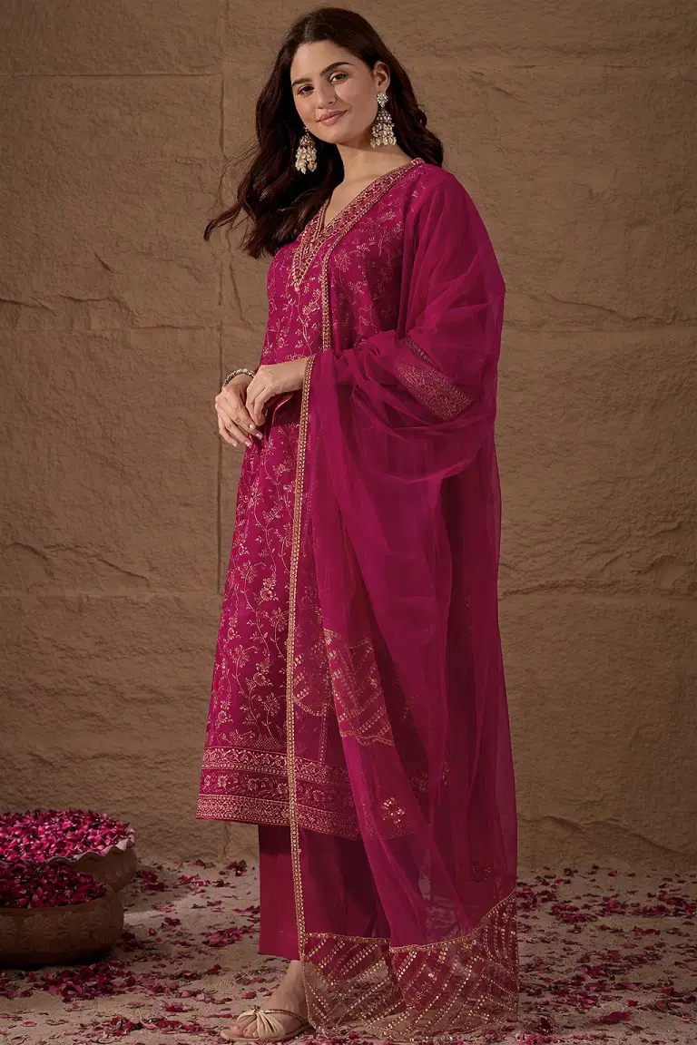 Navya Kurti 248 Chanderi Silk Jauqard Worked Kurti Pant With Dupatta