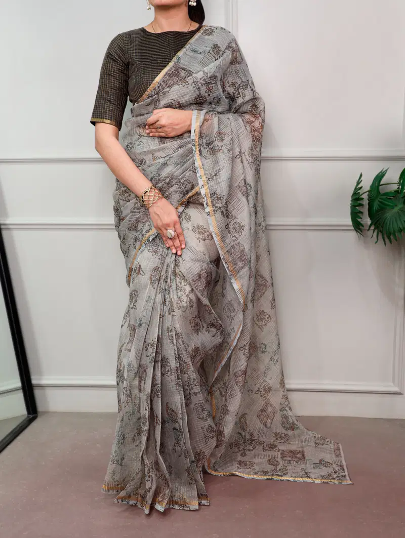Taraa L 7066 Kota Doria Floral Printed Casual Wear Saree Collection