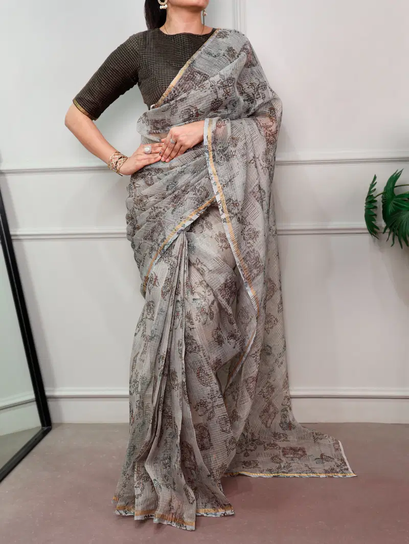Taraa L 7066 Kota Doria Floral Printed Casual Wear Saree Collection