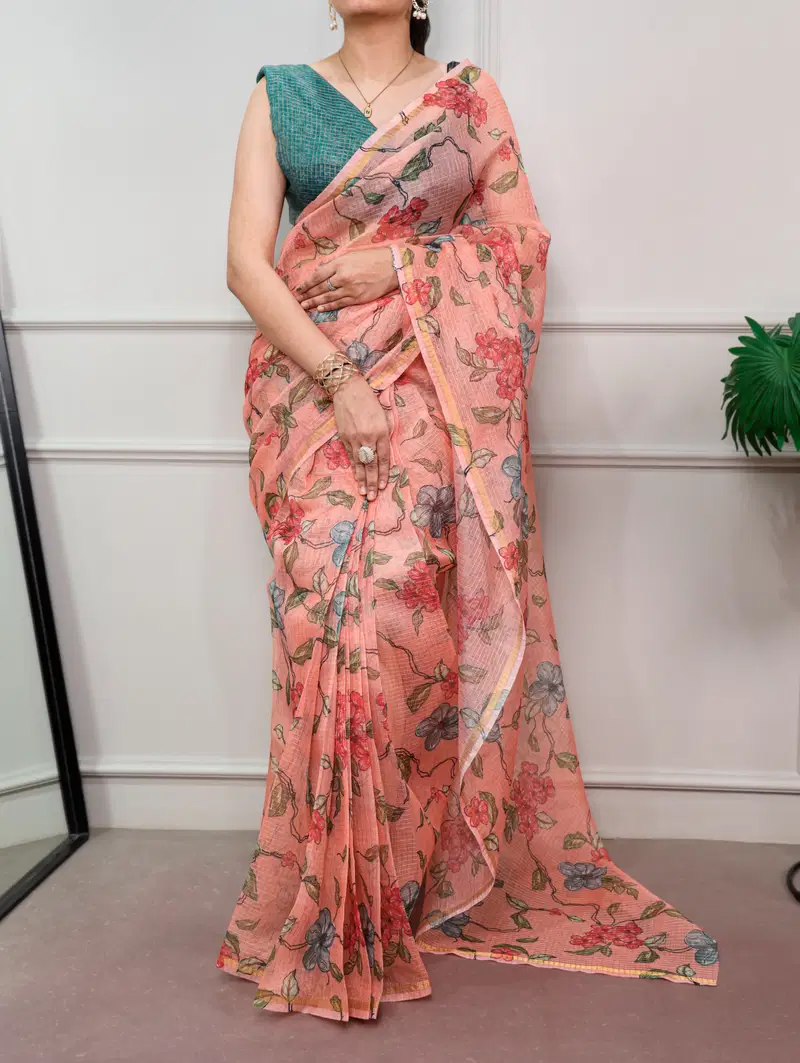 Taraa L 7066 Kota Doria Floral Printed Casual Wear Saree Collection