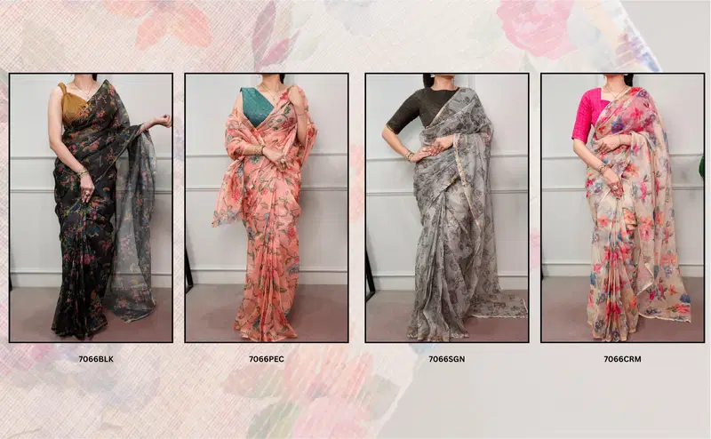 Taraa L 7066 Kota Doria Floral Printed Casual Wear Saree Collection