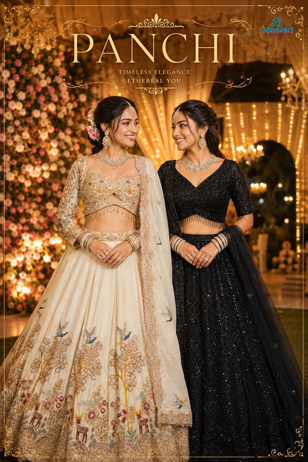 Mrudagi Panchi Premium Satin Heavy Beads Work Lehenga Choli