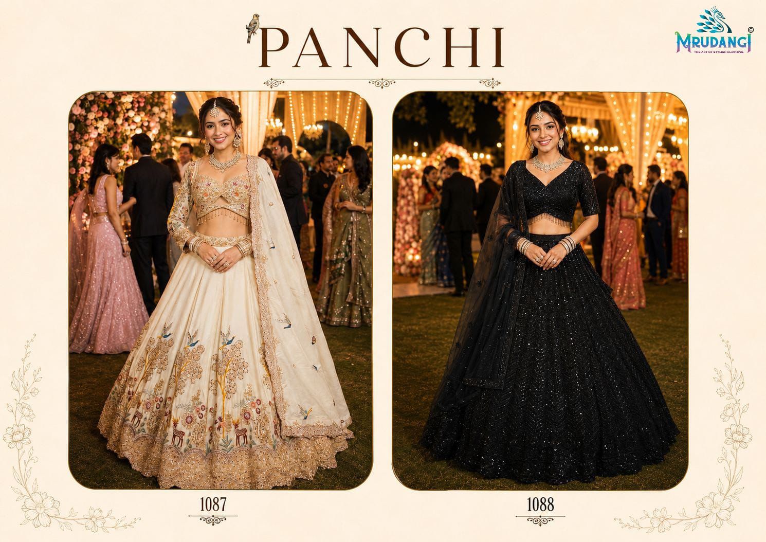 Mrudagi Panchi Premium Satin Heavy Beads Work Lehenga Choli