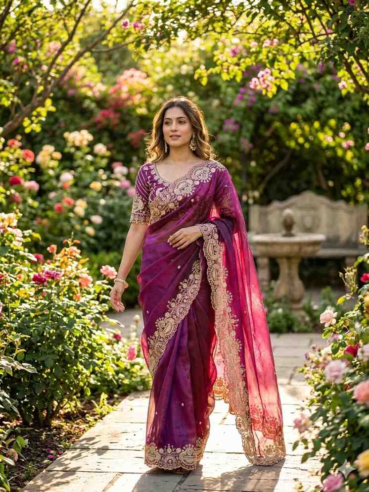 Kc 2125 Two Tone Soft Space Silk Sequence Worked Saree Collection