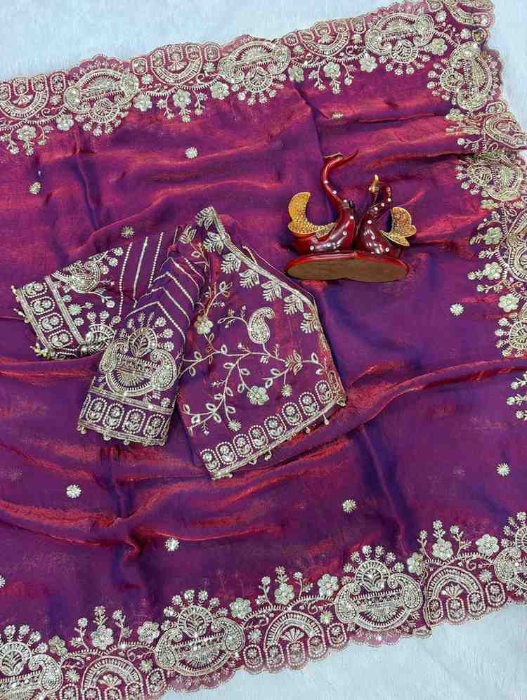 Kc 2125 Two Tone Soft Space Silk Sequence Worked Saree Collection