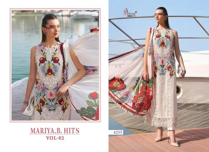 Shree Maria B Hits Vol 2 Chiffon Dupatta Cotton Self Embroidered Salwar Kameez