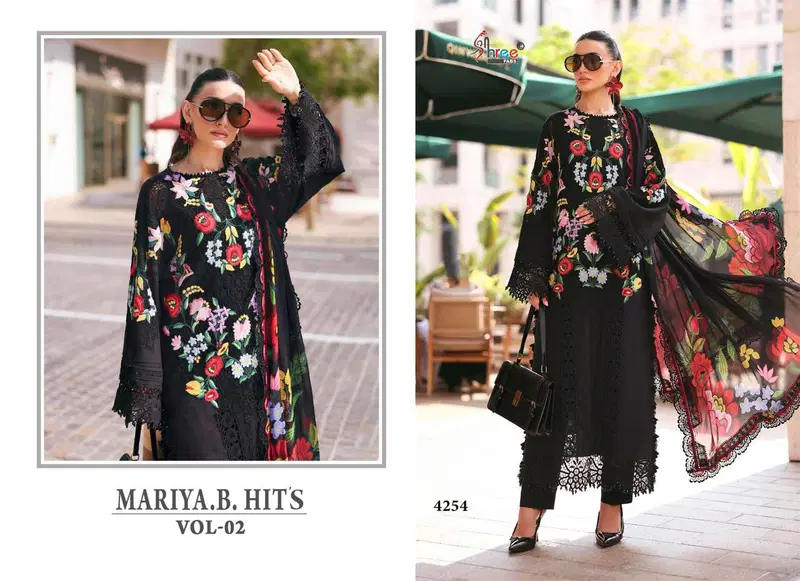 Shree Maria B Hits Vol 2 Chiffon Dupatta Cotton Self Embroidered Salwar Kameez