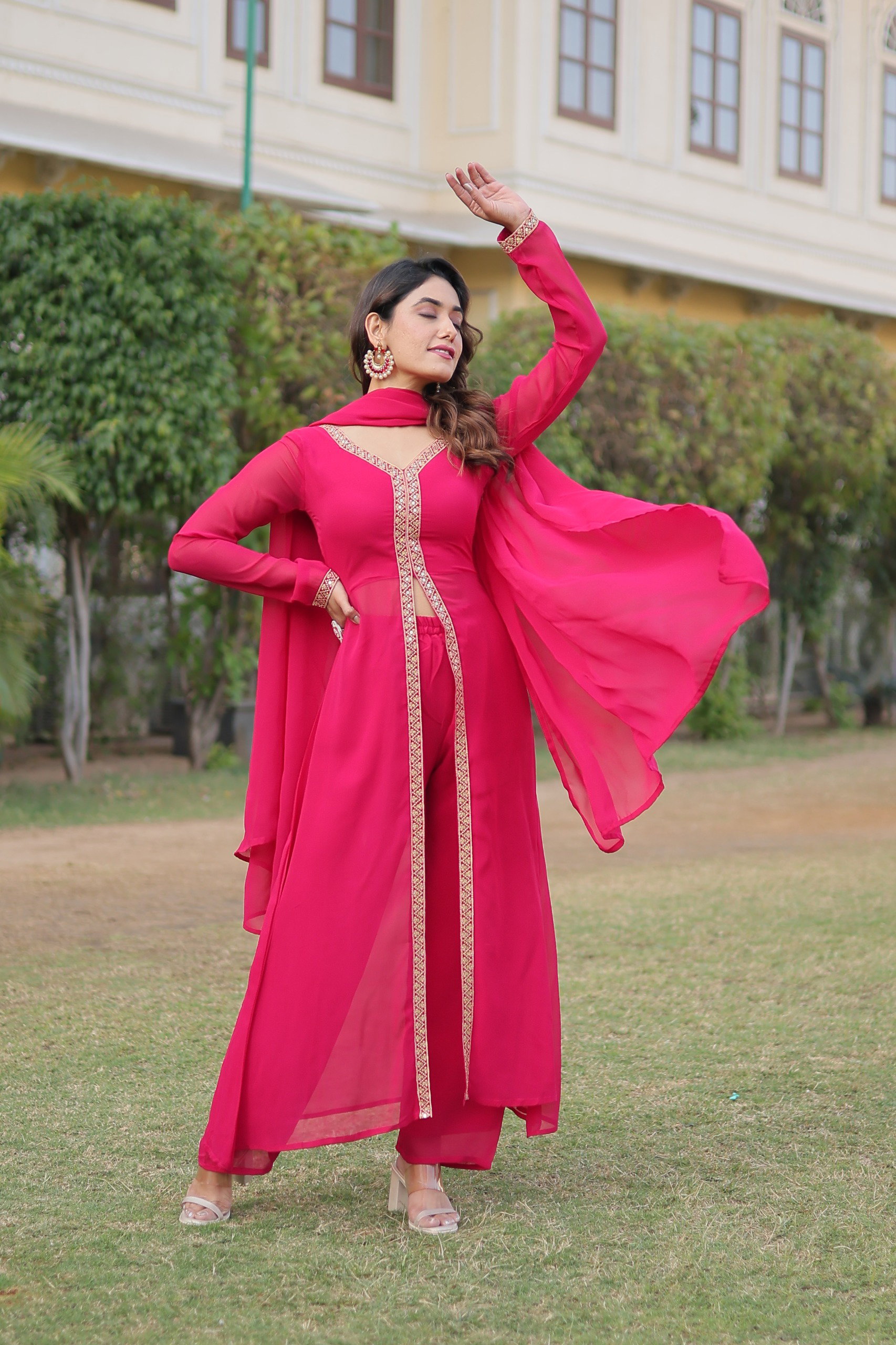 Lekha KA 1077 Faux Blooming Embroidery Work Kurti Bottom With Dupatta