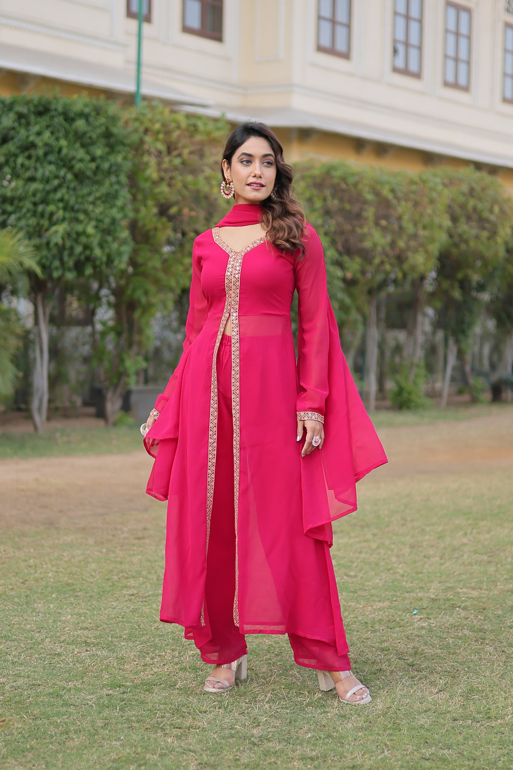 Lekha KA 1077 Faux Blooming Embroidery Work Kurti Bottom With Dupatta