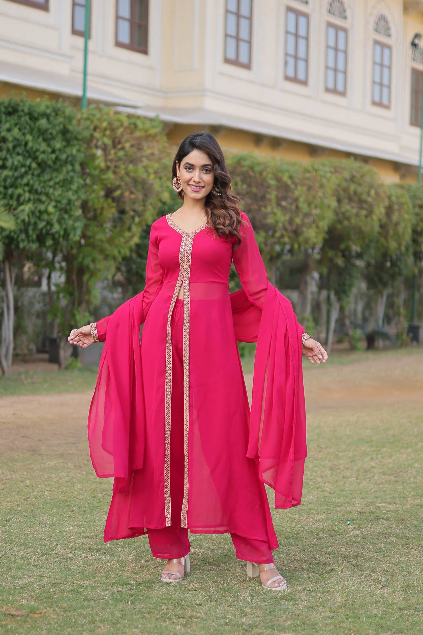 Lekha KA 1077 Faux Blooming Embroidery Work Kurti Bottom With Dupatta