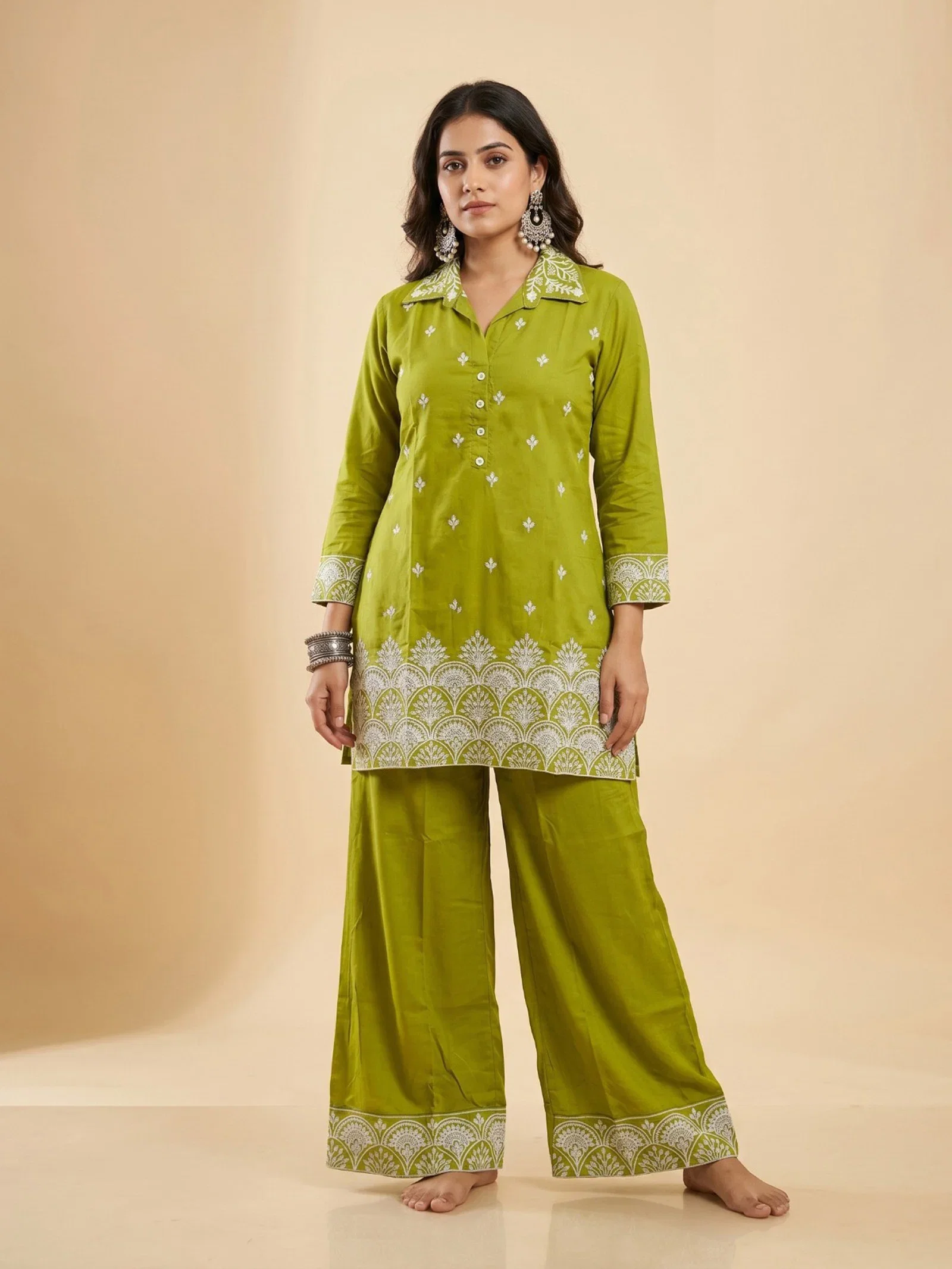 Naisha K 952 Rayon Embroidery Worked Co Ord Set Collection