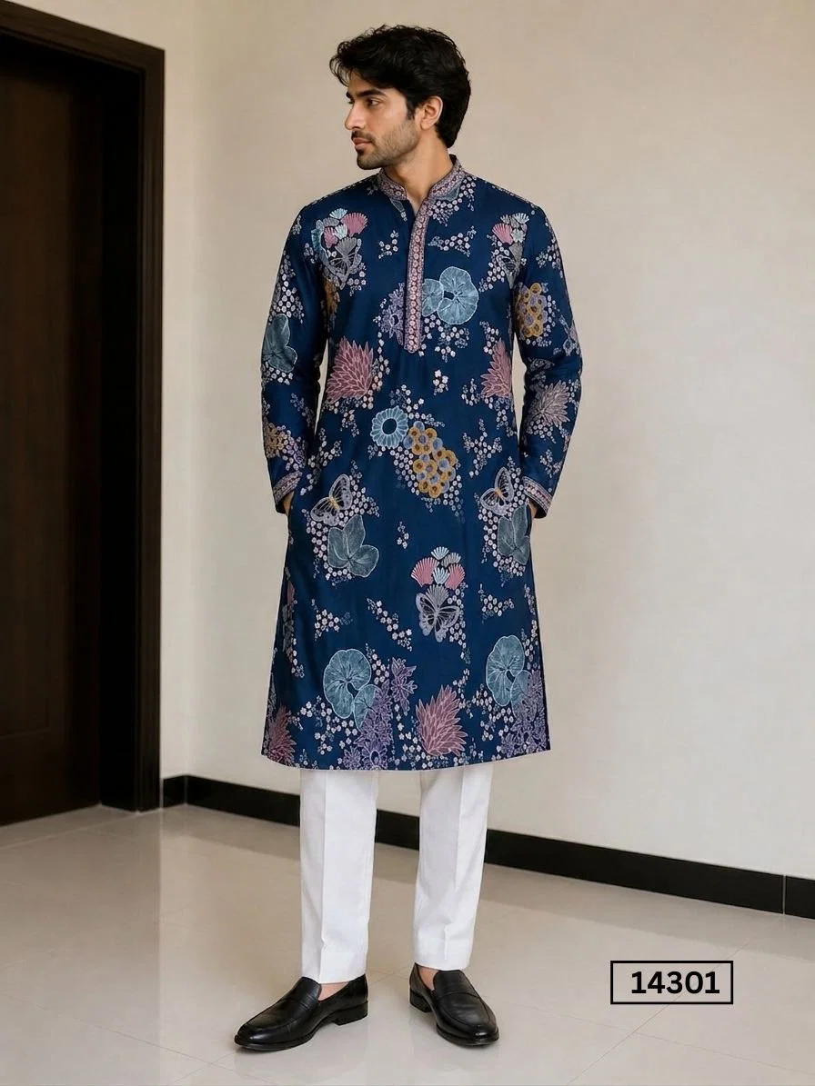 Outluk Vol 143 Linen Satin Embroidered Kurta Pajama Collection