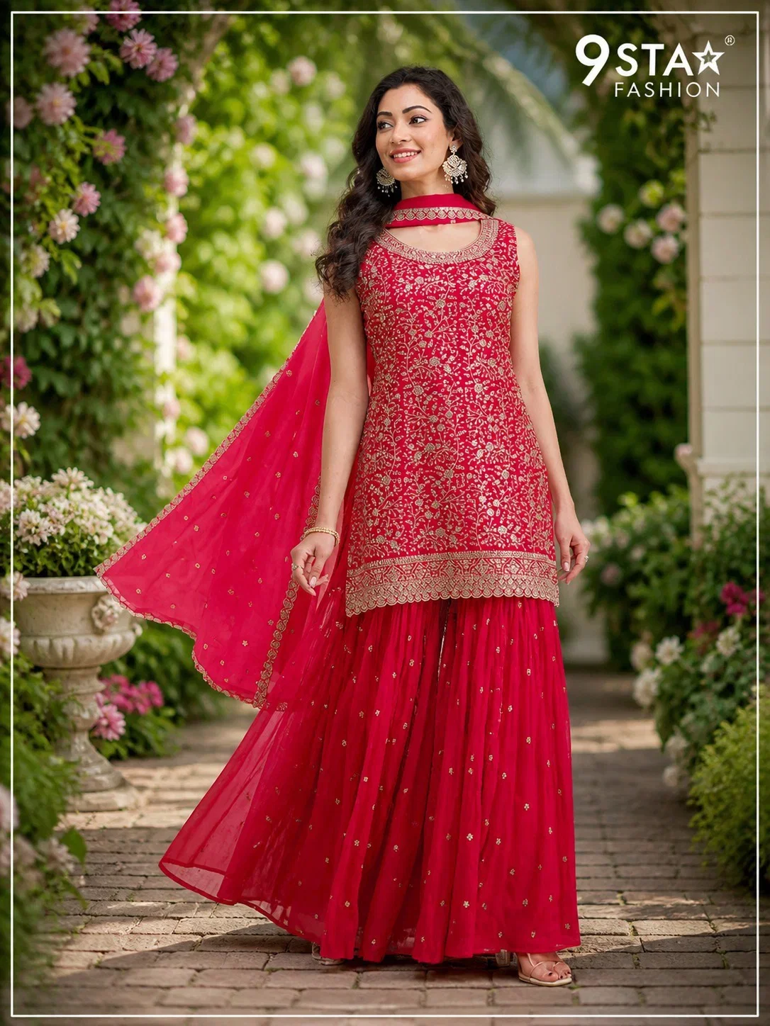 9Star Noori Blooming Georgette Embroidered Salwar Kameez