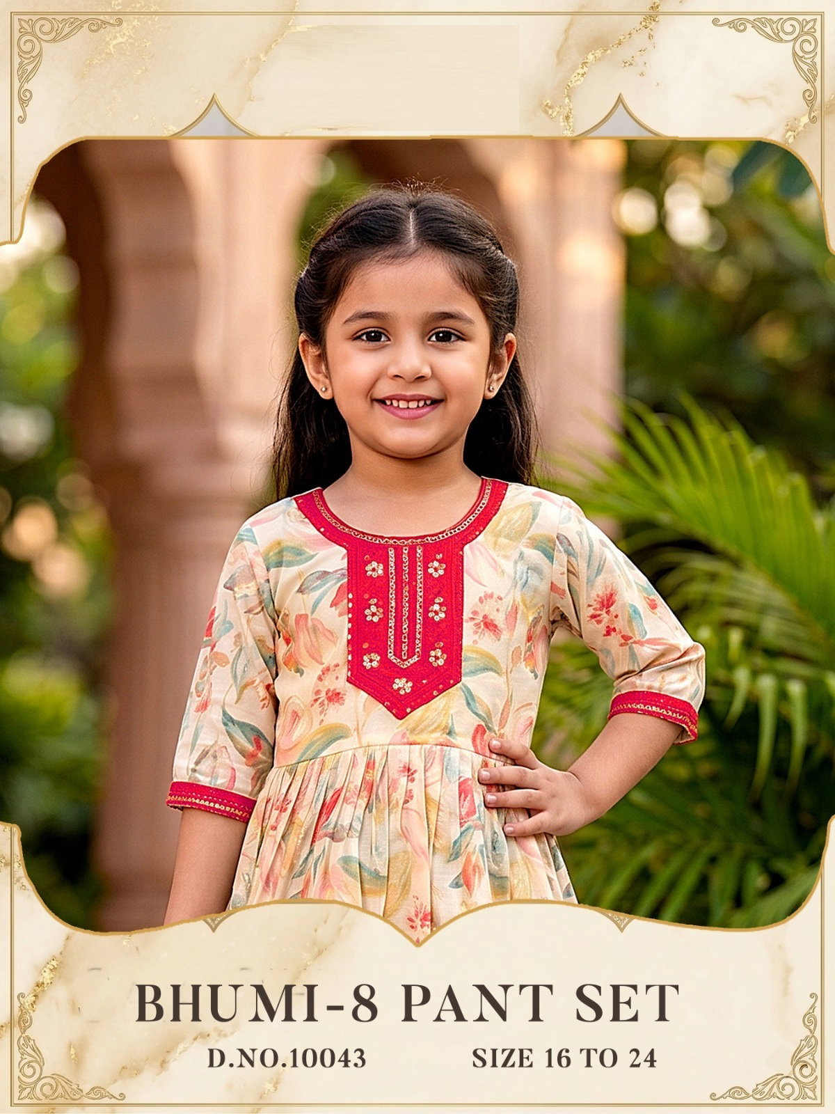 Bhumi 10043 And 10044 Mul Chanderi Printed Kids Wear Kurti Set