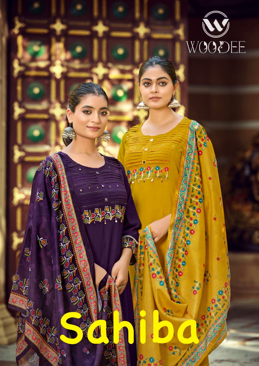 Woodee Sahiba Rayon Embroidered Kurti With Bottom Duaptta