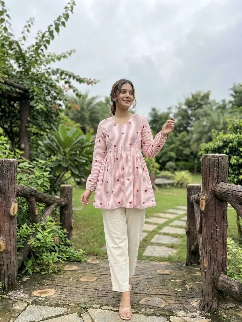 Lw 9337 Cotton Embroidered Tops With Bottom Collection