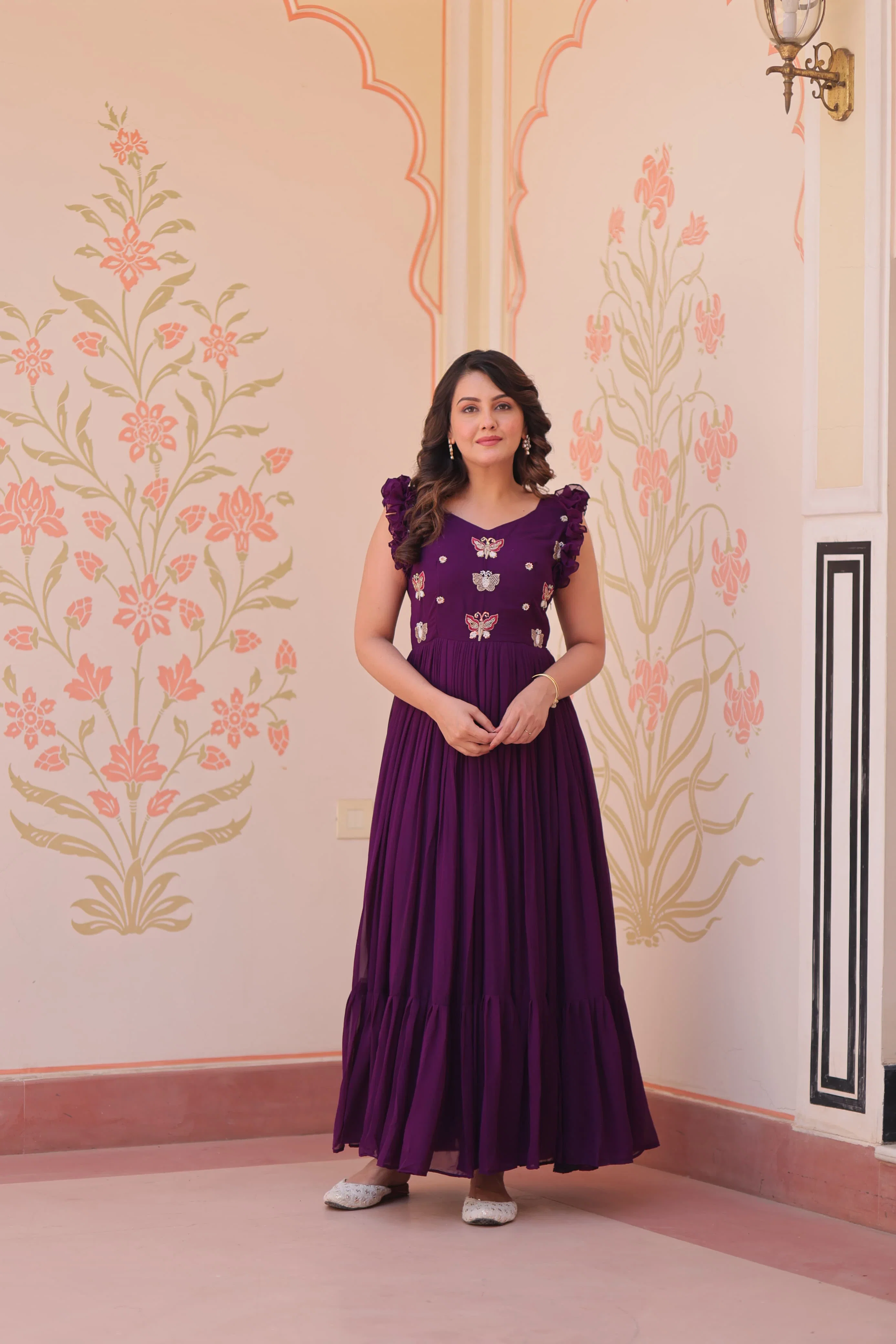 Lekha KA 1174 Faux Blooming With Sequins Multithreaded Beads Embroidered Gown