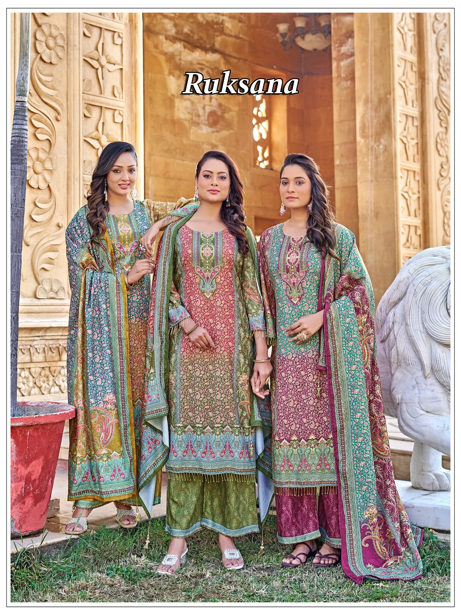 Banwery Ruksana Jam Satin Digital Printed Kurti With Bottom Dupatta
