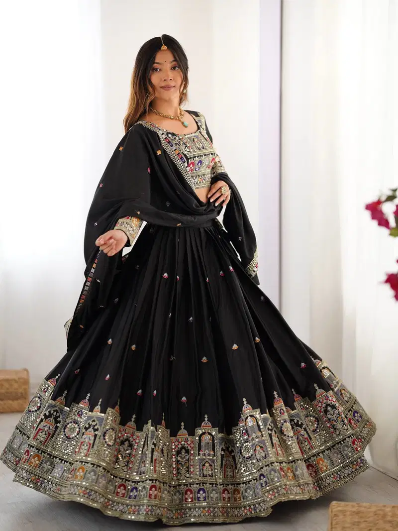 Tc 297 To 299 French Crepe Multi Thread Embroidery Lehenga Choli Collection