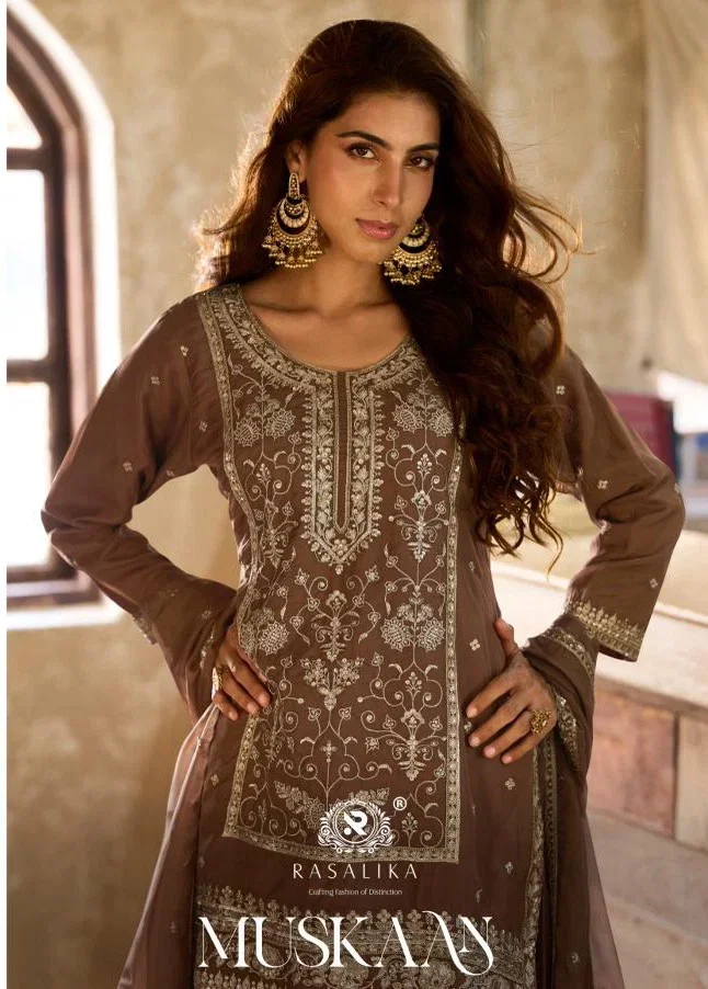 Rasalika Muskaan Viscose Organza Embroidered Salwar Kameez Collection
