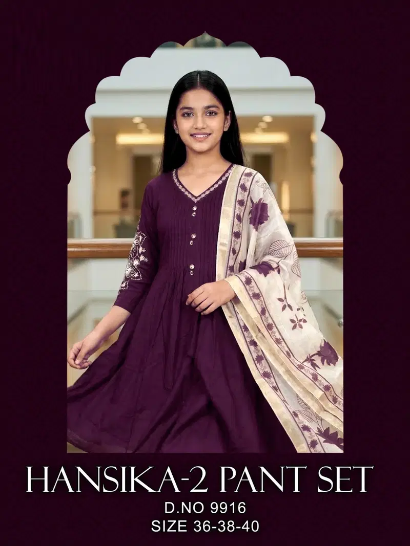 Hansika 9916 Vatican Embroidery Kurti And Pant Dupatta Collection