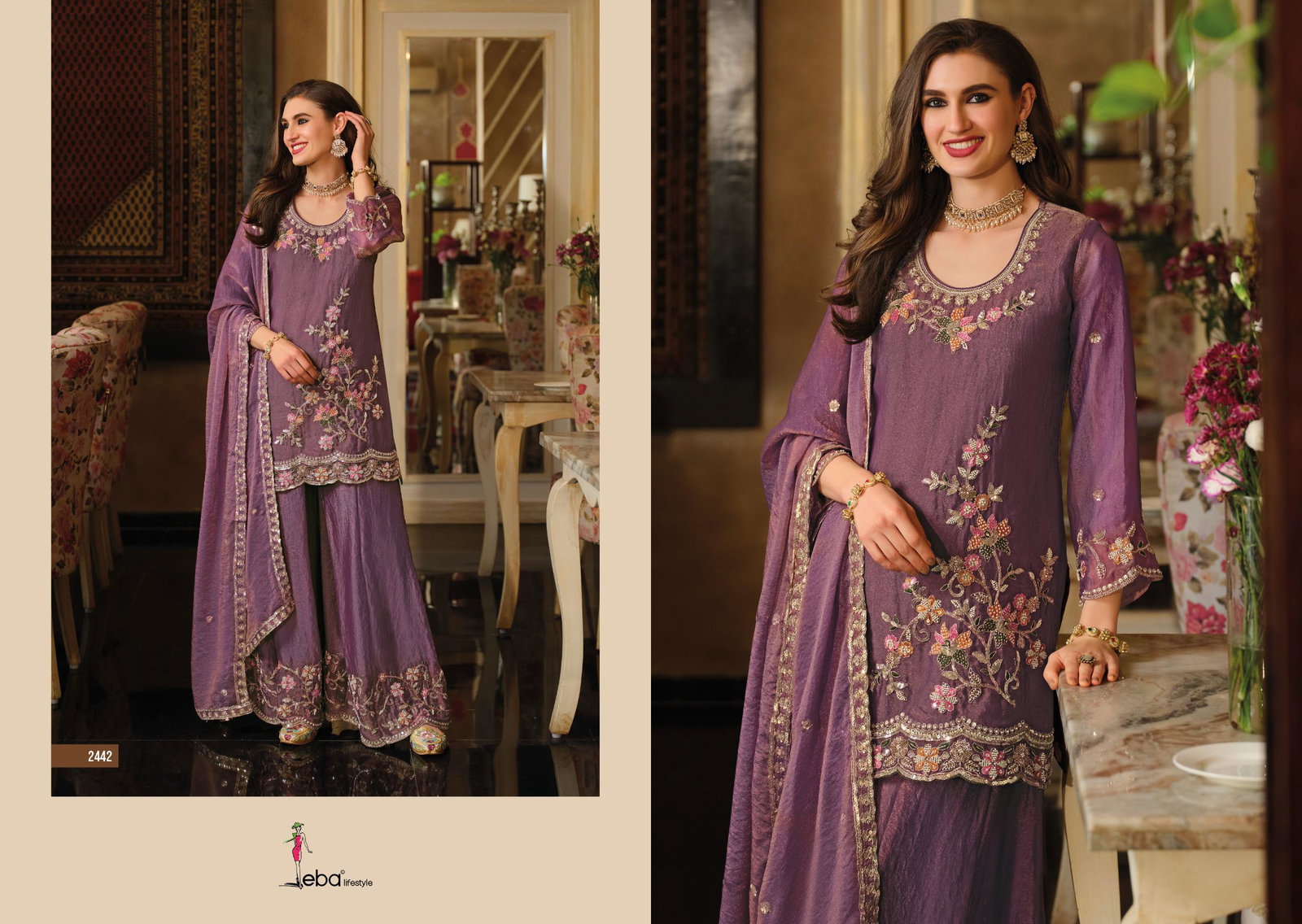 Eba Gulbano Nc Moss With Beads Work Salwar Kameez